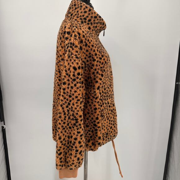 Billabong Faux Fur Leopard Pullover 1/2 Half Zip Sweater Size XL - Picture 6 of 8